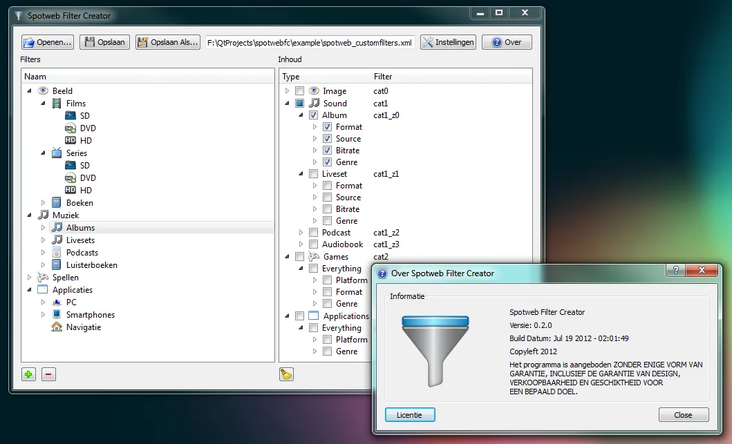 Spotweb Filter Creator Screenshot